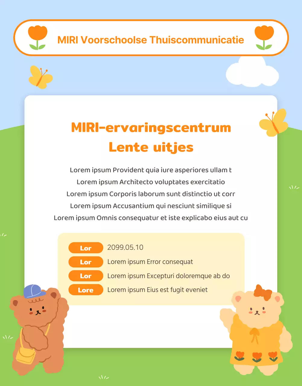 Oranje en gele aankondigingen