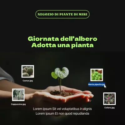 Promuovere gli sconti per le piante da compagnia dell'Arbor Day in nero e chartreuse