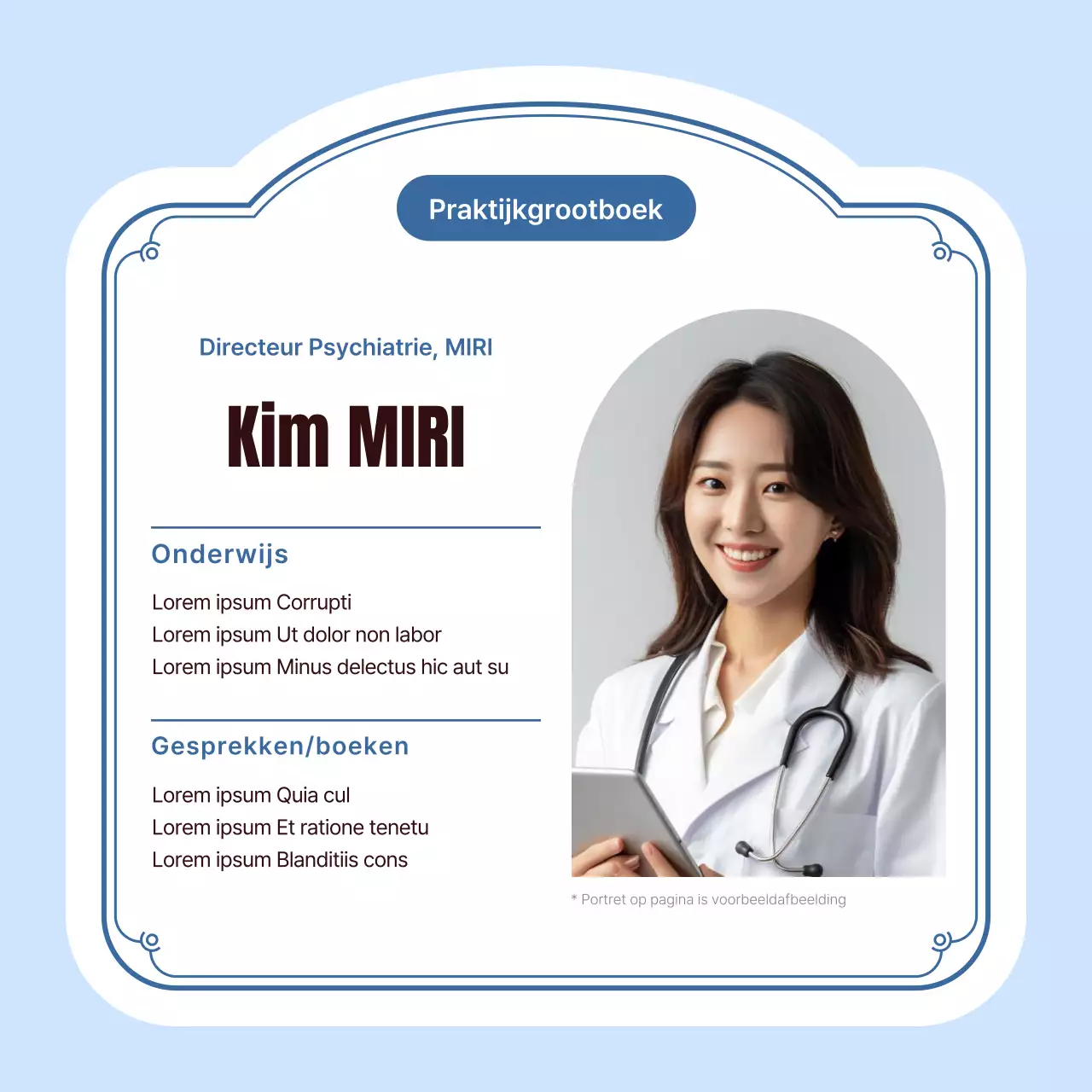 Eenvoudige advertentie met ziekenhuislogo in lichtblauw