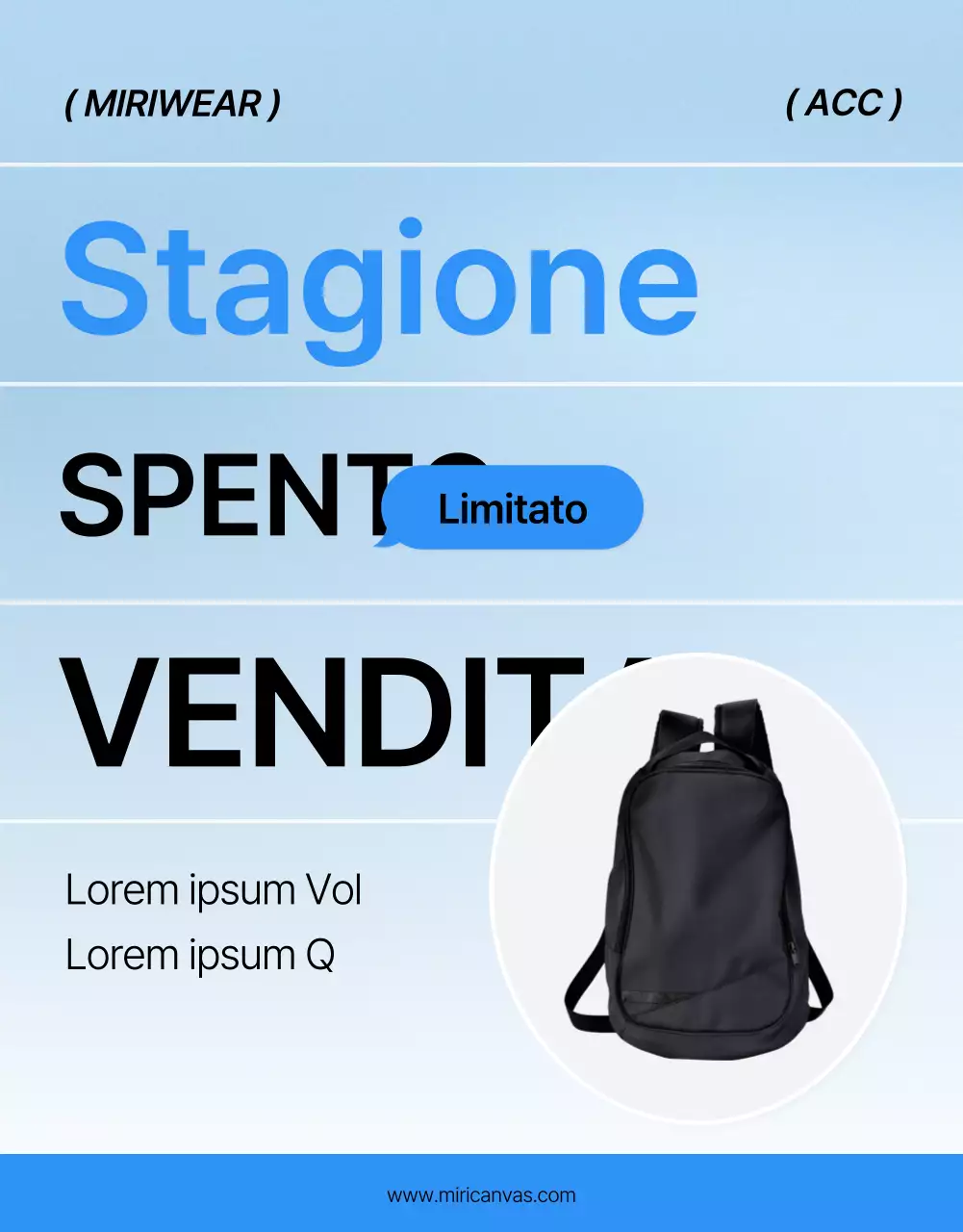 Promuovete una copertina di moda di tendenza in bianco e blu per la pagina dei dettagli