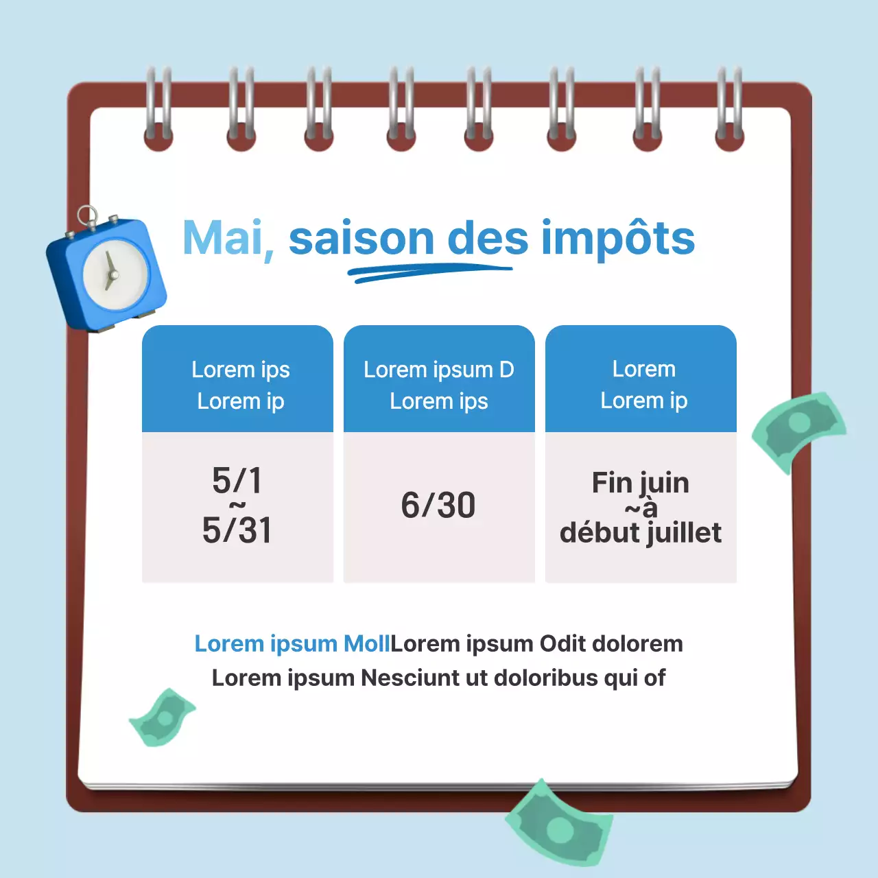 Guide de l'impôt sur les cloches en bleu clair et en marron