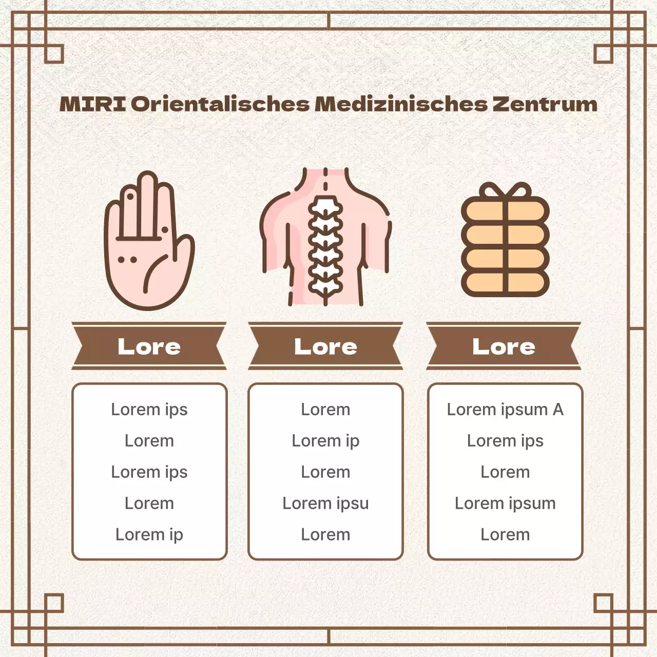 Braune, orientalische Kräuterheilkunde-Rezeptanzeige für eine chinesische Klinik.