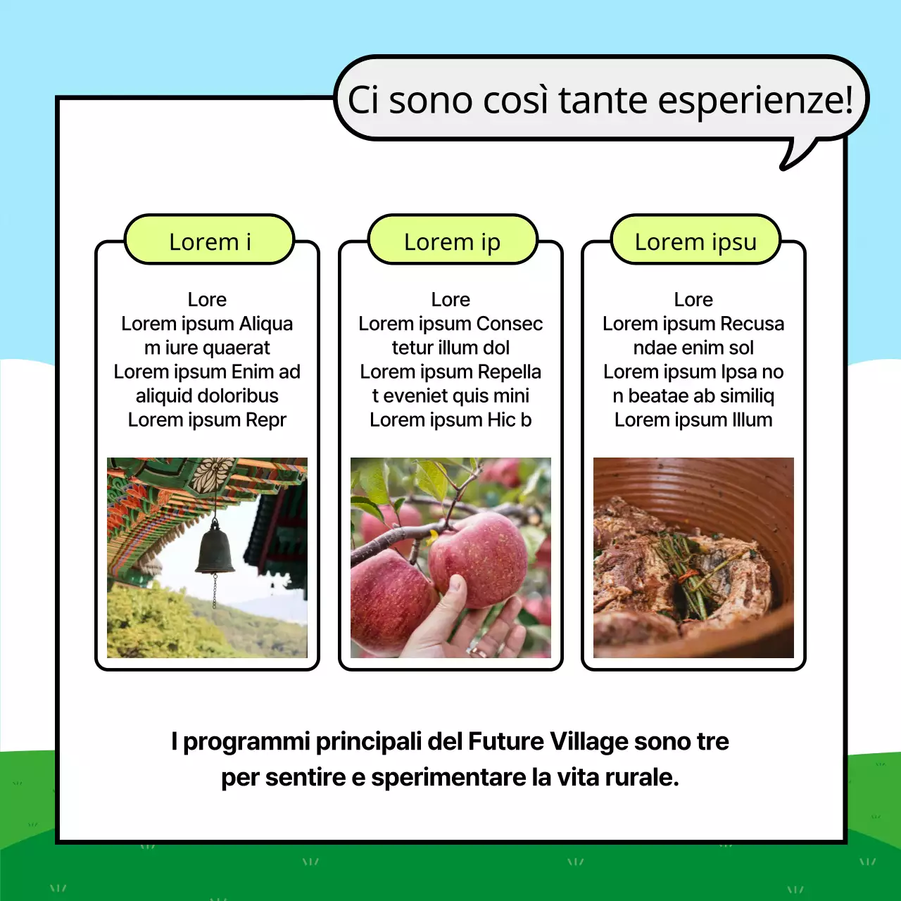 Una semplice guida alle esperienze rurali in verde e azzurro