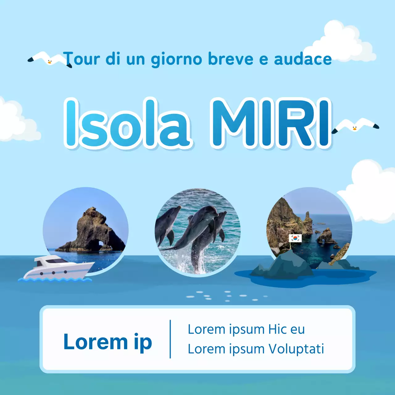  Carino l'annuncio di un'agenzia di viaggi di un giorno con sfondo blu chiaro