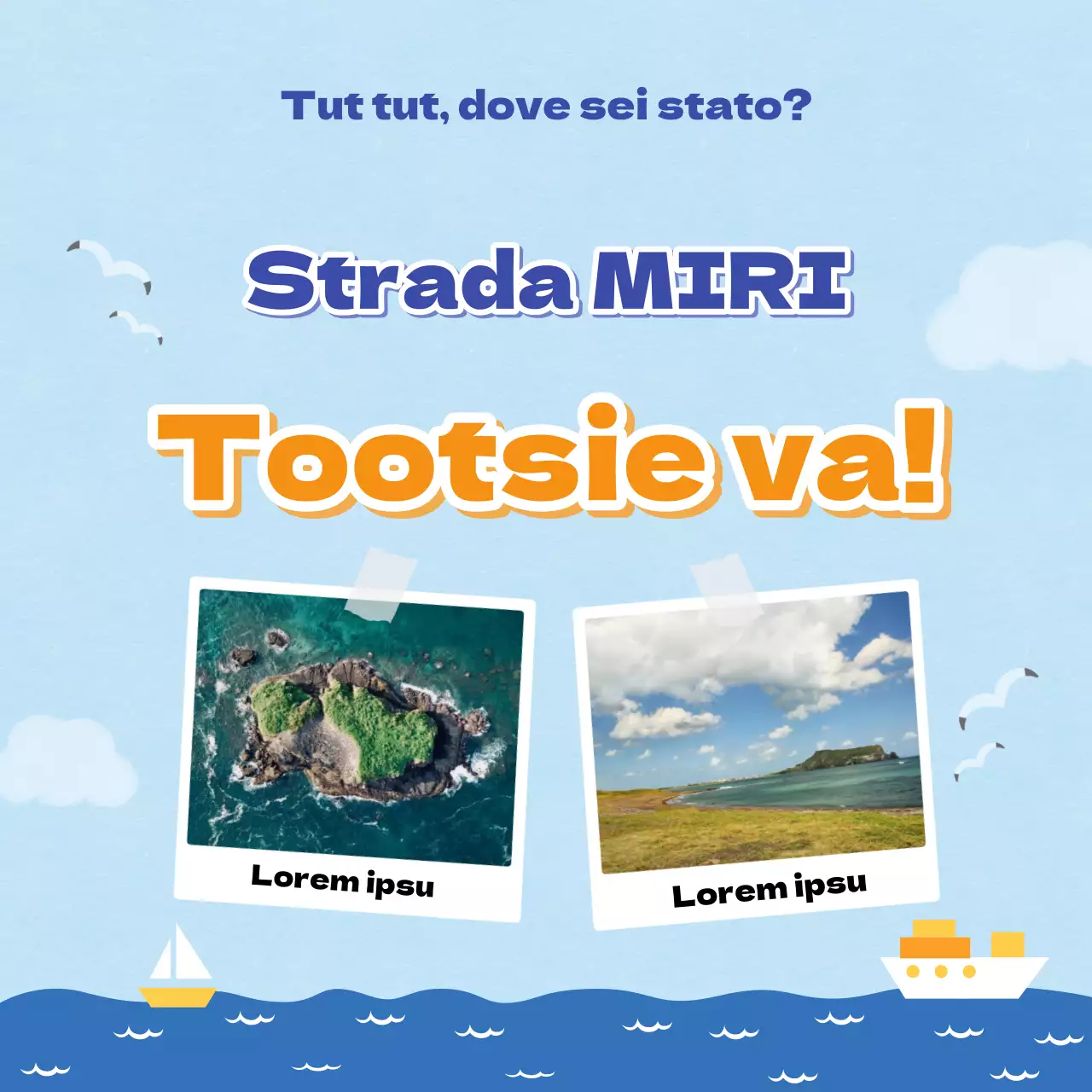 Una proposta di reclutamento di viaggi kitsch in blu e arancione