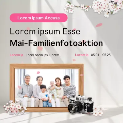 Anzeige für ein süßes Familienfoto in Rosa und Weiß