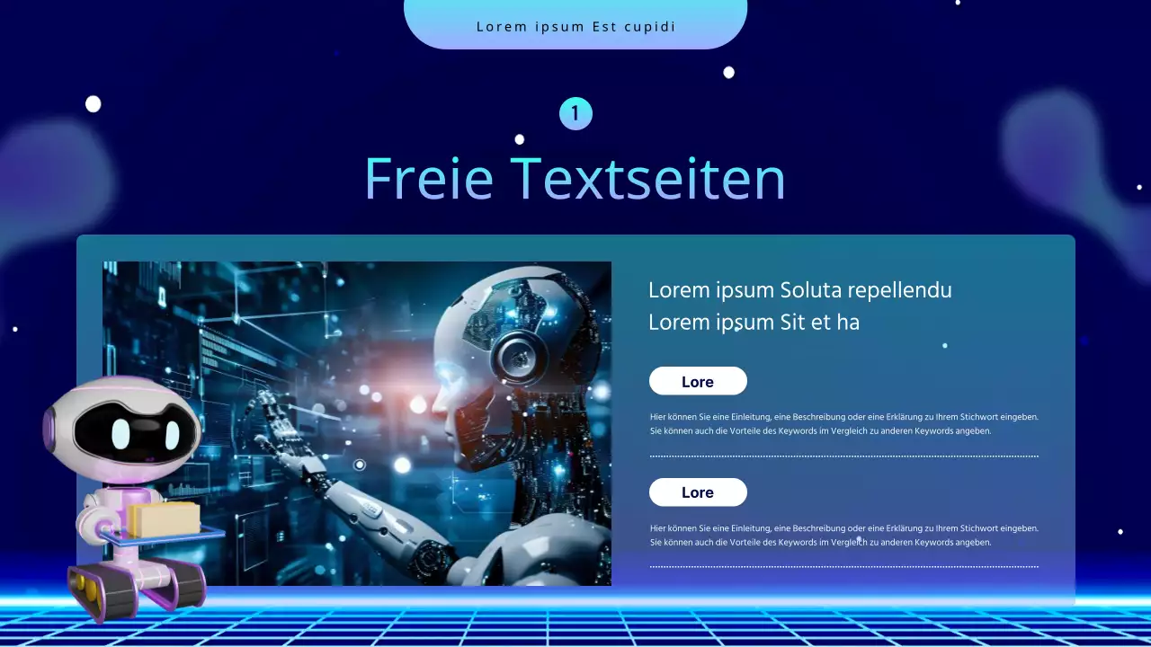 Chatbot-Lehrplan für den Cybernetic Science Day in Marineblau und Hellblau