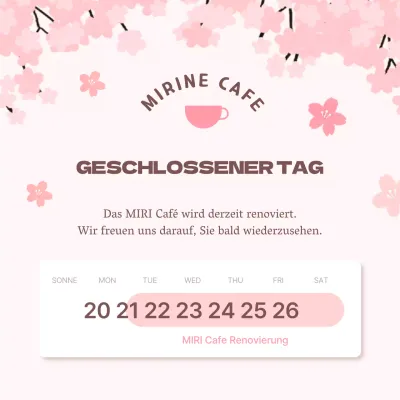 Ein einfaches rosa-weißes Ladenschlussschild