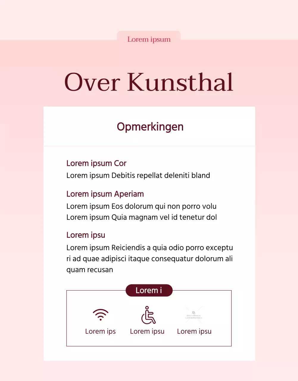 Promotie van het roze en witte high-end kunstcentrumprogramma