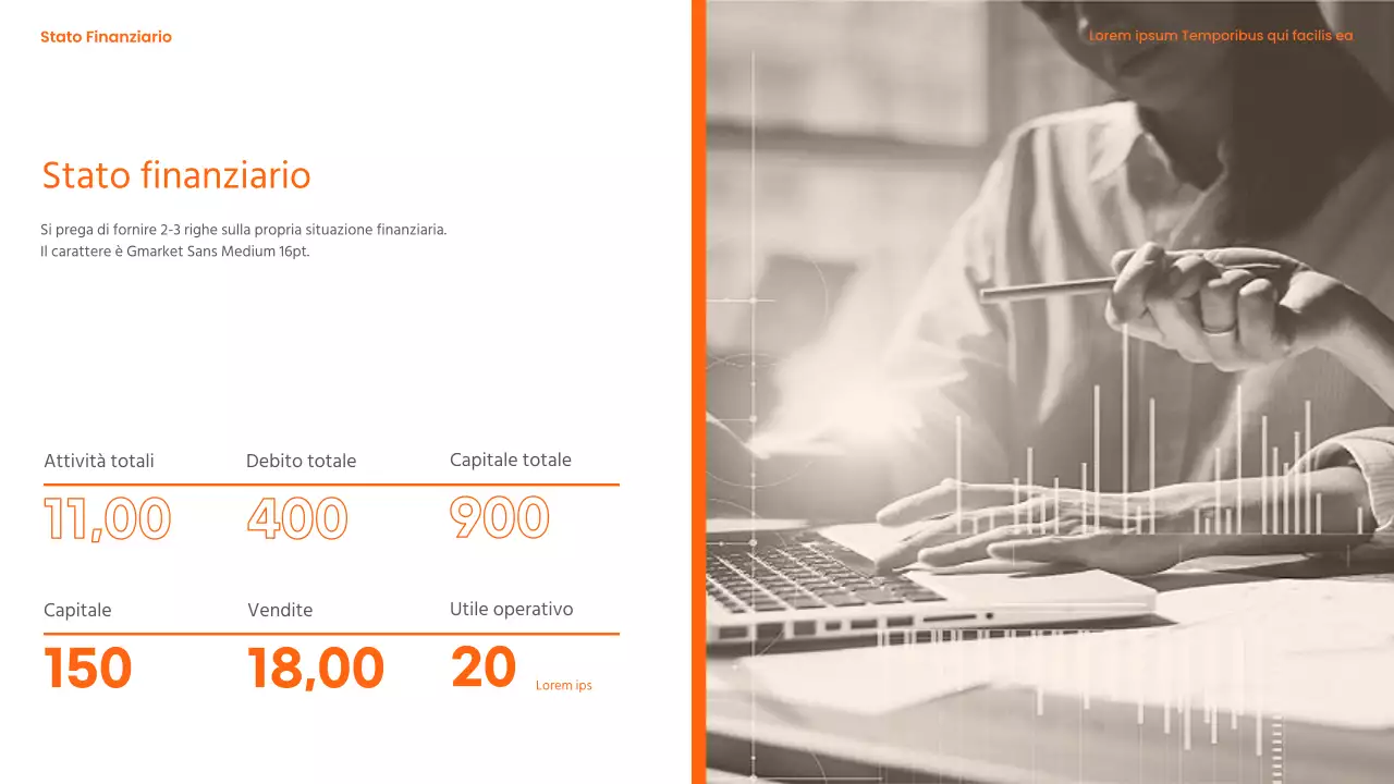 Carta intestata moderna, arancione e bianca, di un'azienda di prodotti chimici industriali pesanti