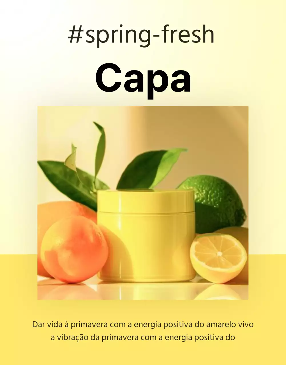 Anúncio simples de capa de página de pormenor de cosméticos para cuidados da pele em amarelo e laranja
