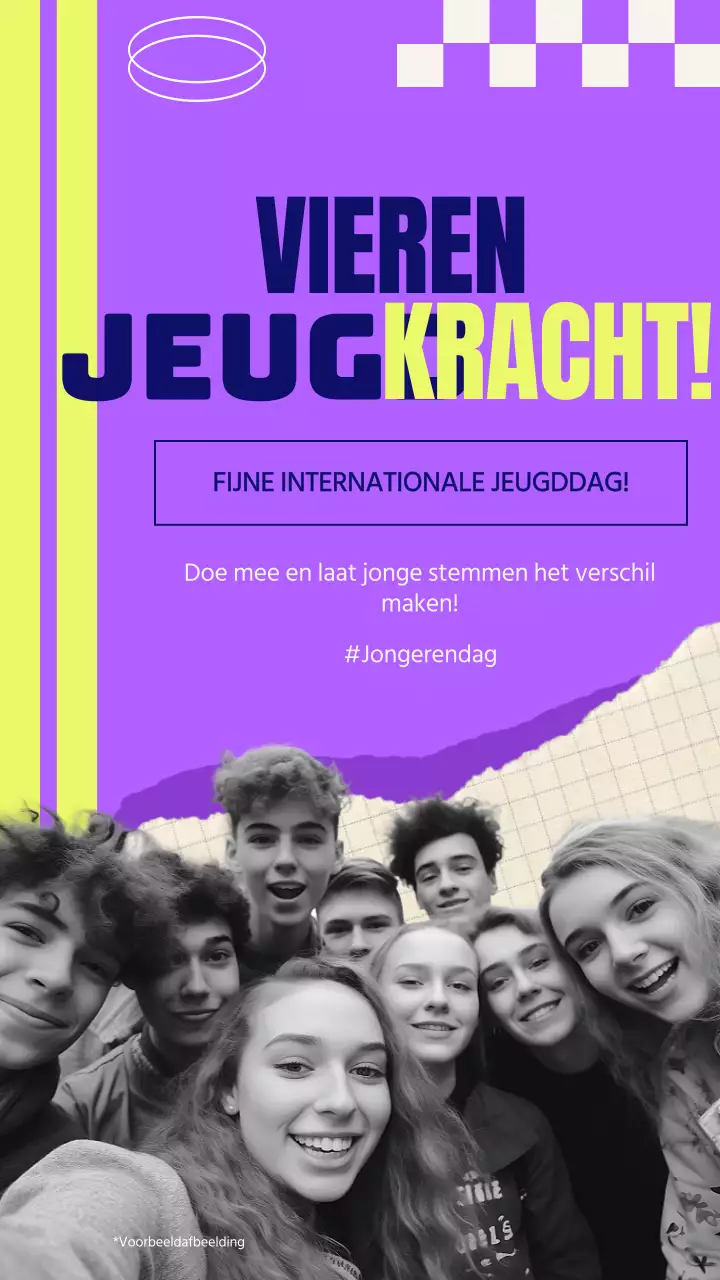 Paars en Geel Moderne Internationale Jongerendag Viering Publiciteit