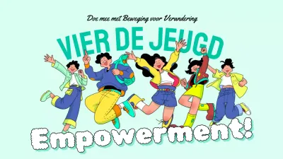 Vier de Dag van de Jeugd met een trendy mintkleurige hoofdtitel