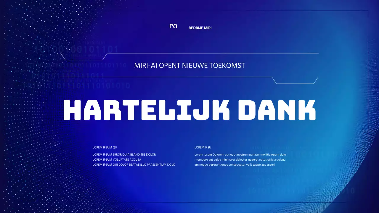 Een cybernetische AI-presentatie in blauwe en fluorescerende kleuren