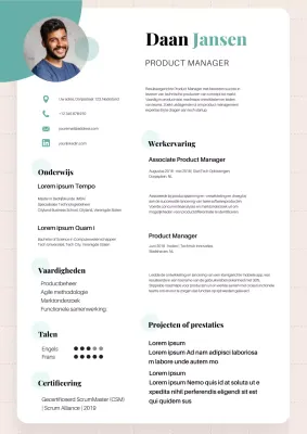 Wit en Groen Eenvoudig Product Manager CV