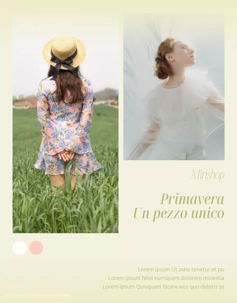 Un bel vestito primaverile in giallo e beige Dettagli