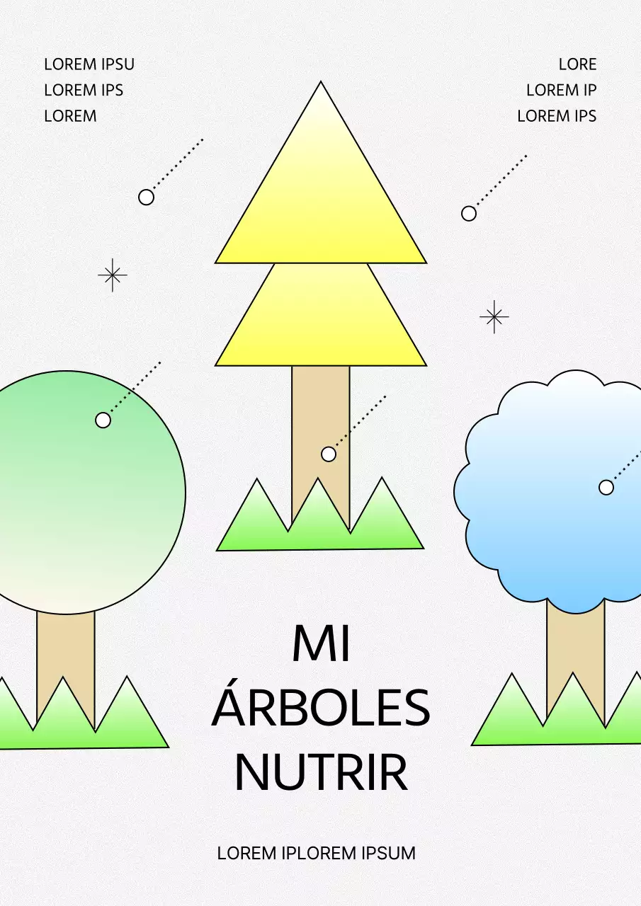 Árbol geométrico que crece ensayo cubierta en amarillo y verde
