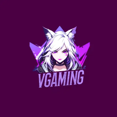 Púrpura y blanco Animación Gaming Logotipo Publicidad