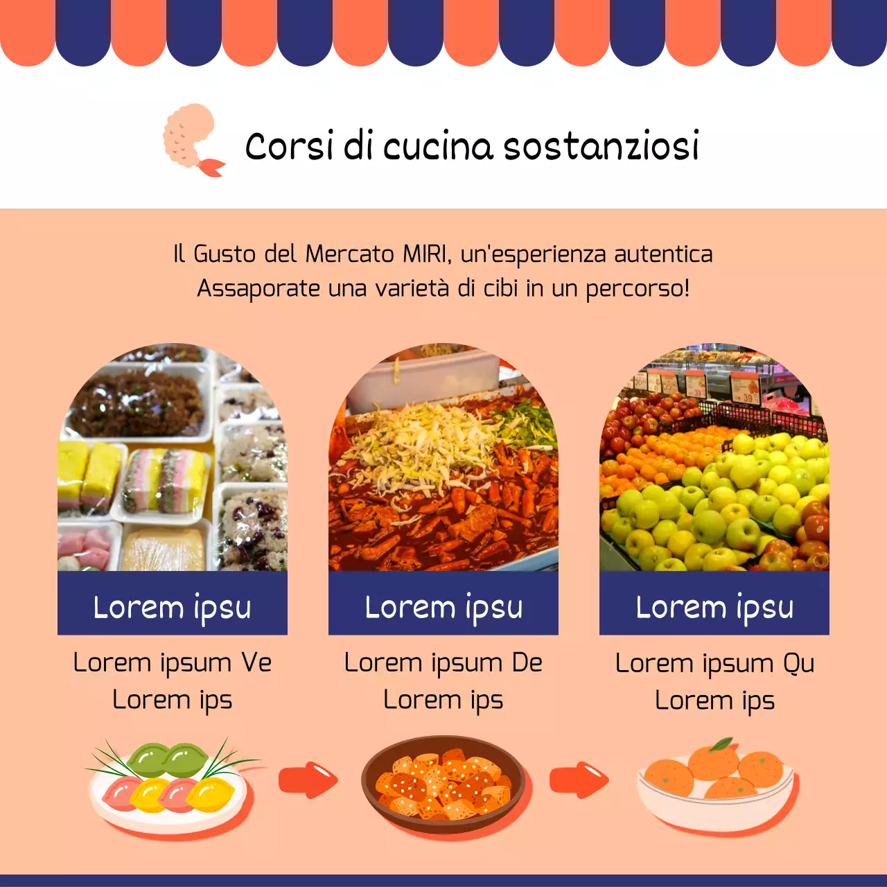 Promuovere un mercato moderno e tradizionale in rosso e blu navy