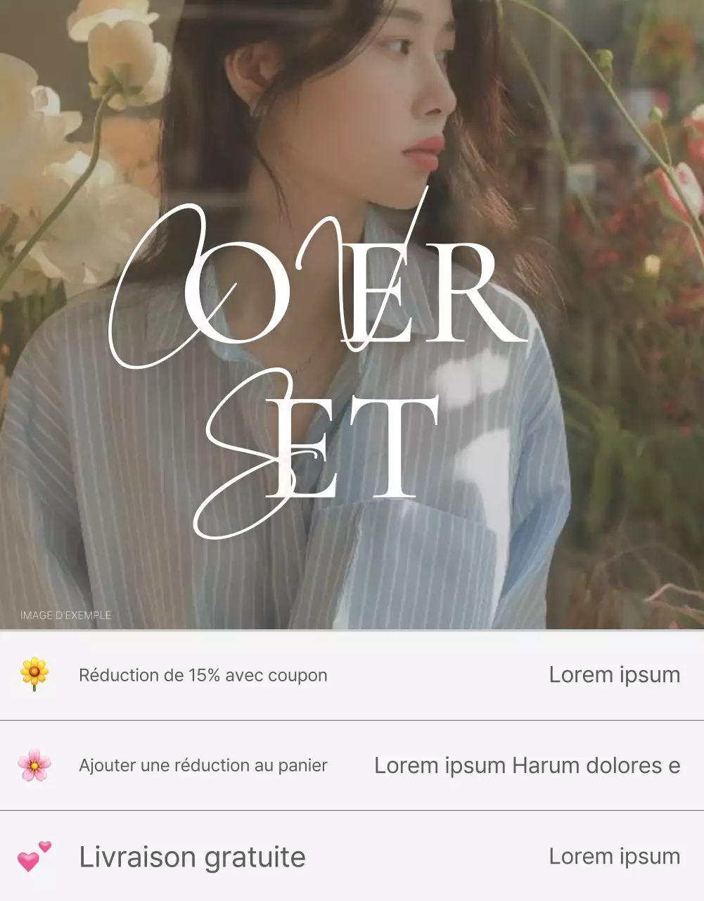 Affiche de couverture pour un centre commercial de mode avec un style simple d'emoji en blanc et gris MainTitle