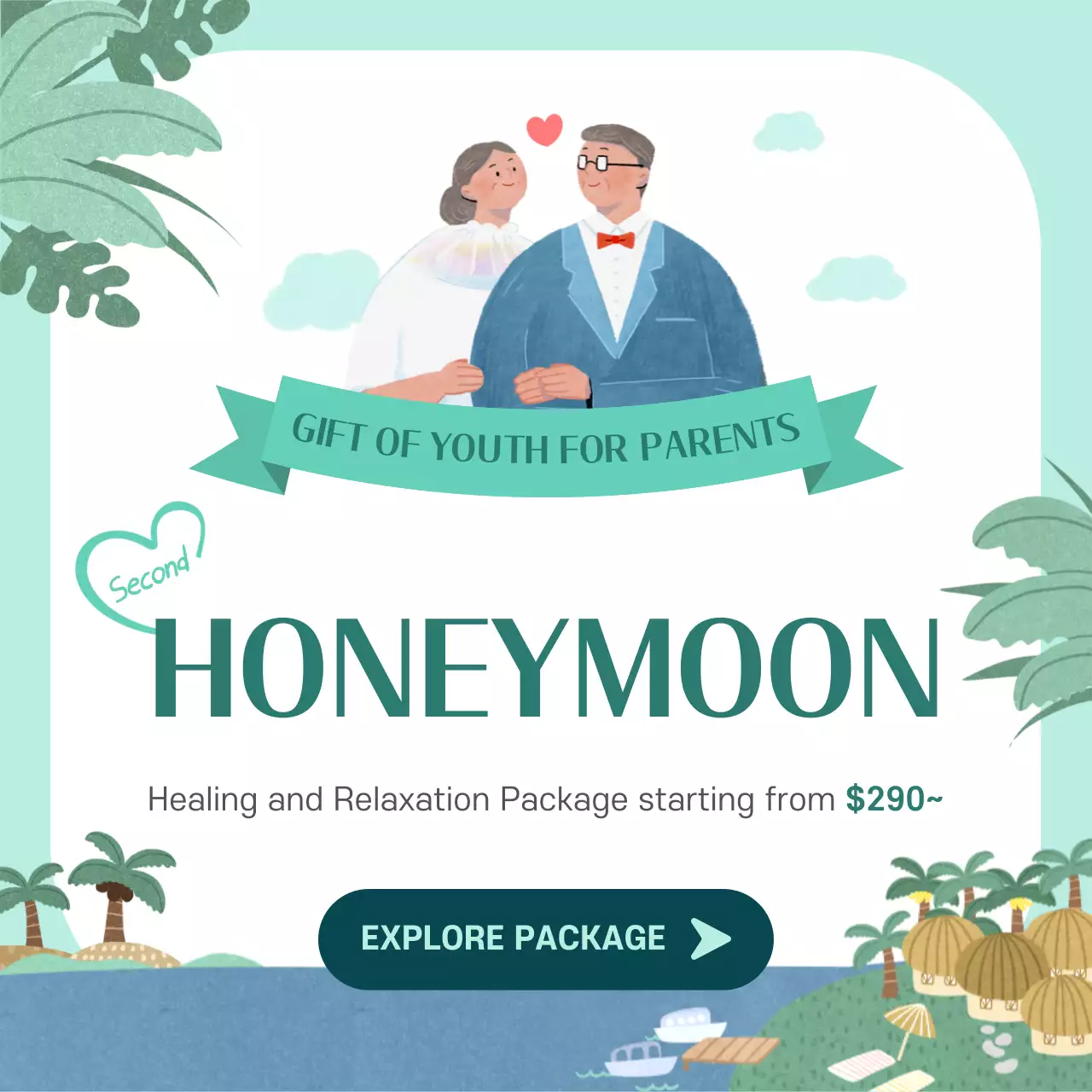 Mint Vintage Honeymoon Promotion Social Media Post