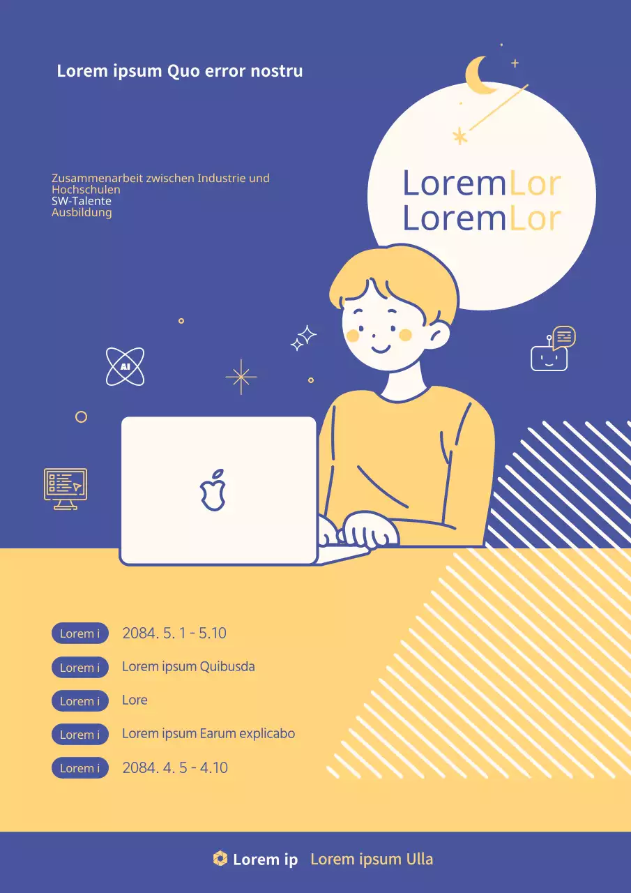 Eine hübsche marineblaue und gelbe Stellenanzeige für Bewerber, die mit einer Stelle verbunden sind