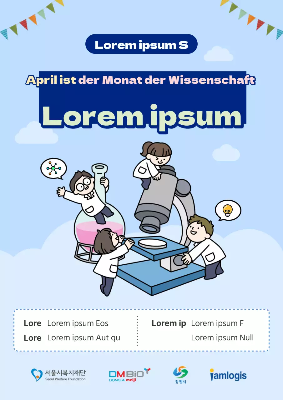 Niedlicher Chemie-Tag-Flyer in Hellblau