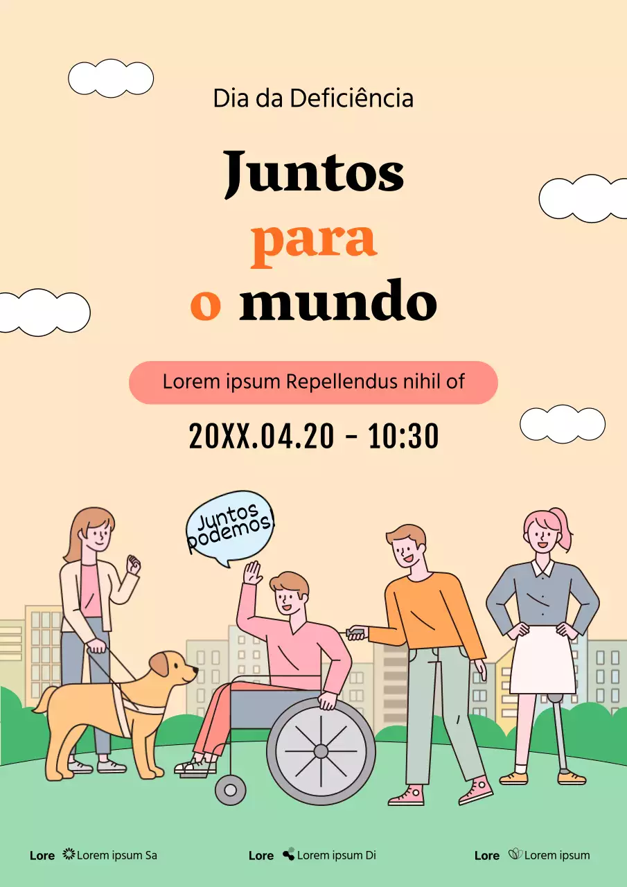 Cartaz laranja e verde para promover os eventos do Dia da Deficiência