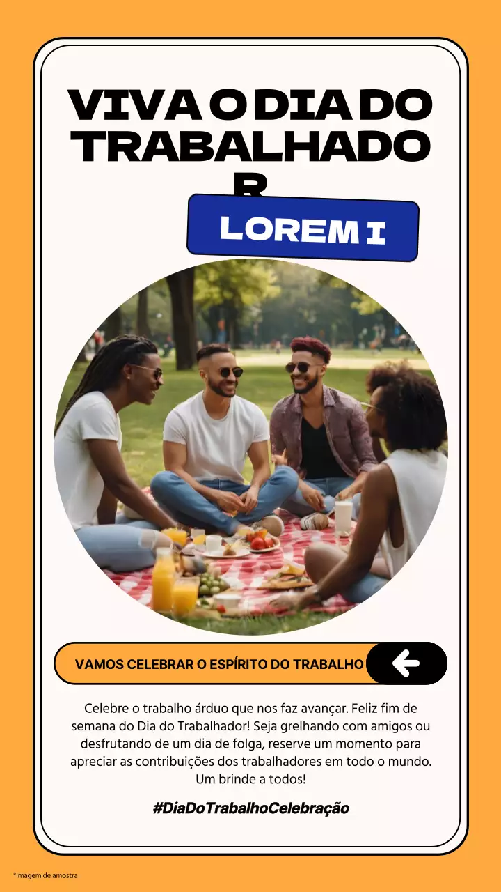 Publicidade da celebração do Dia do Trabalhador moderna a amarelo e branco
