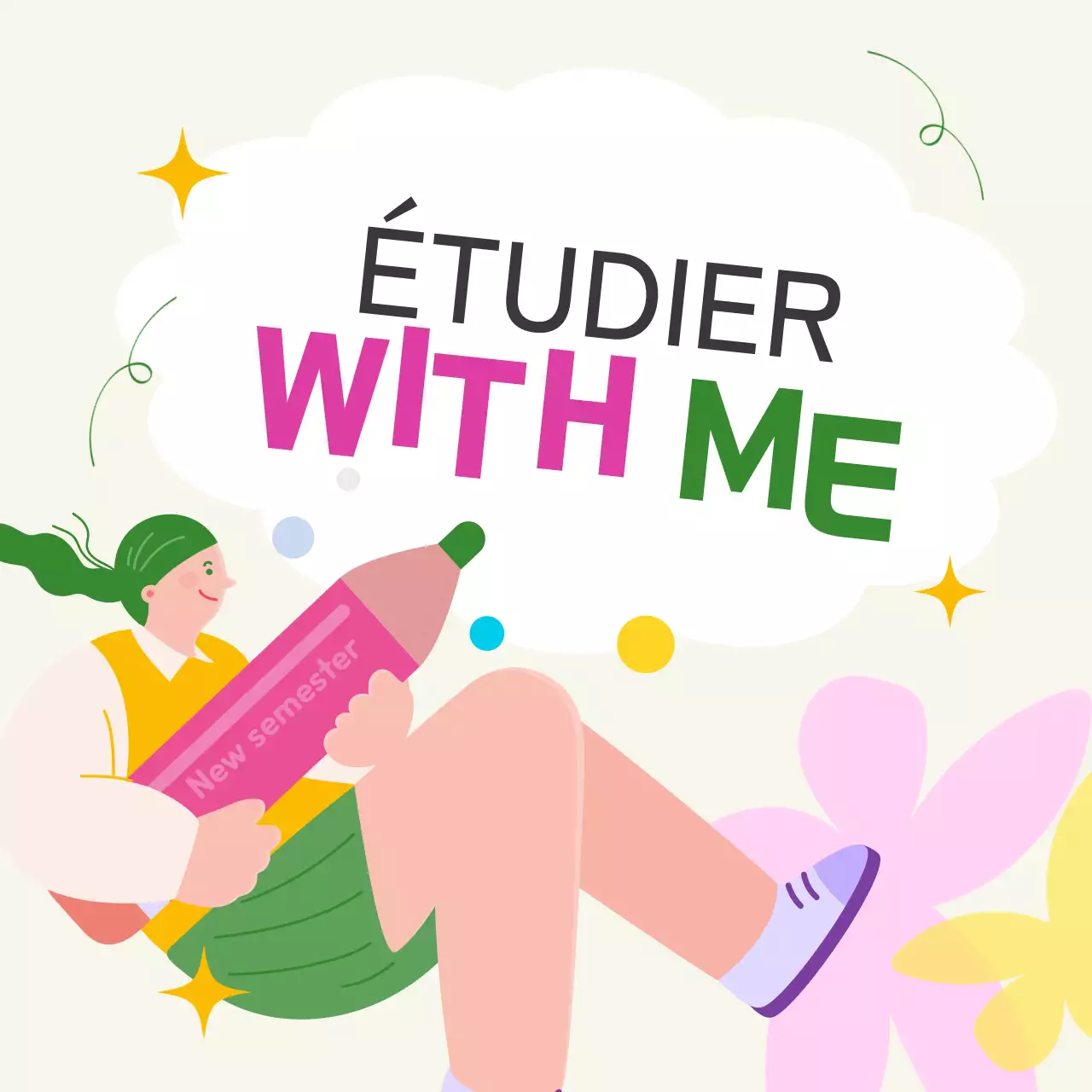 Guide de l'étudiant pour des vacances de printemps modernes en vert et jaune