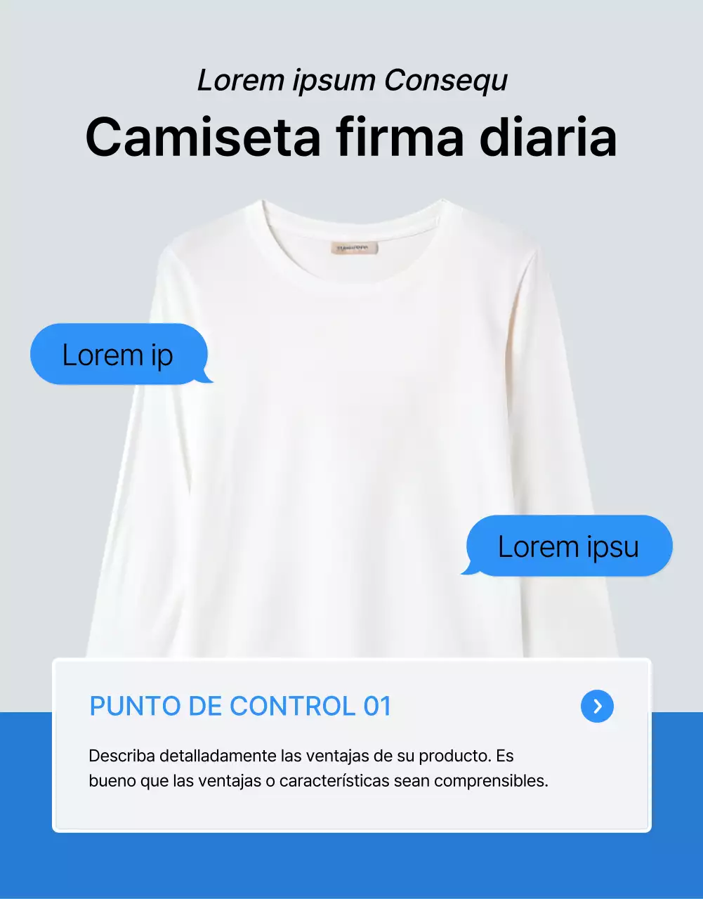 Promover el azul y blanco de moda de moda detalle página de control