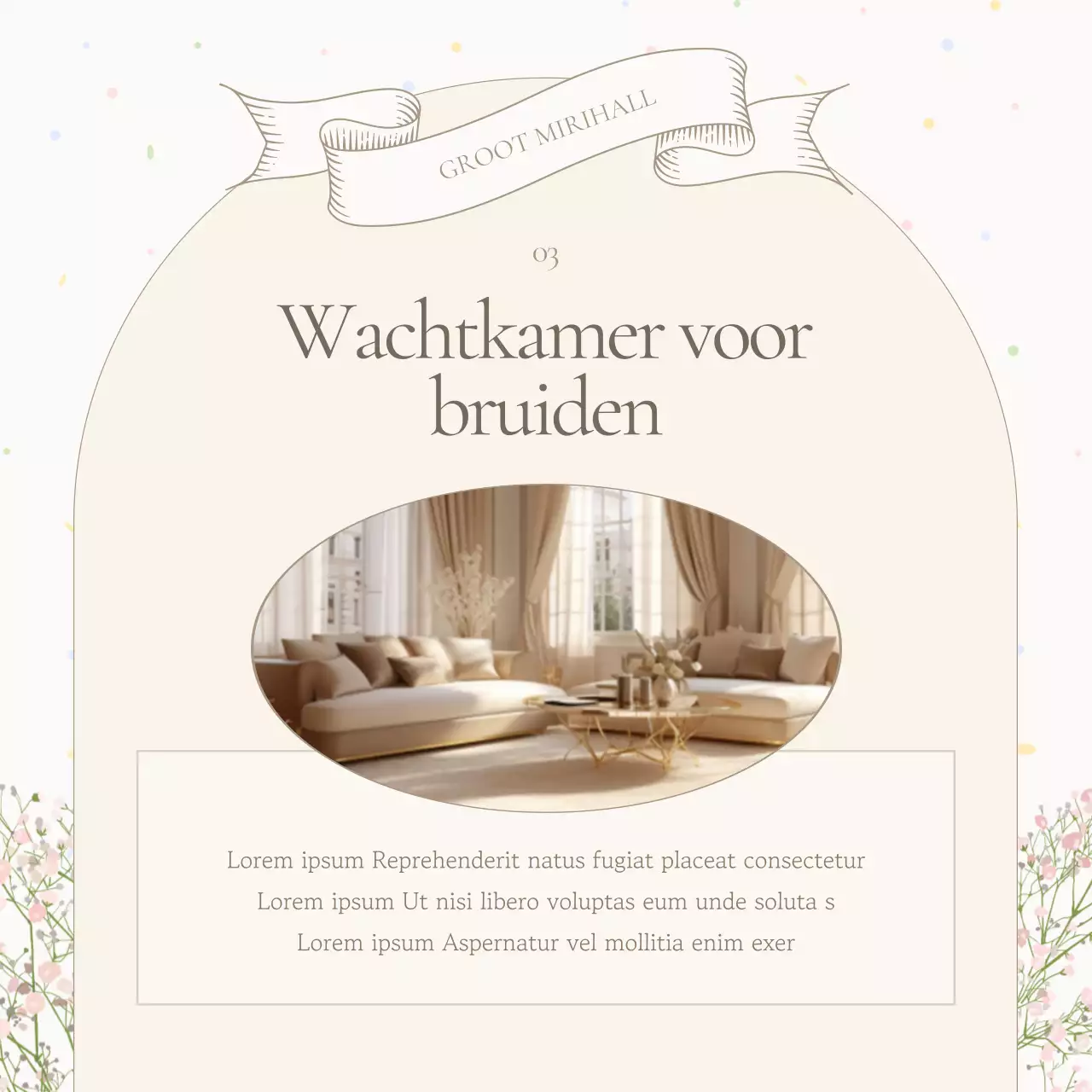 Een klassieke ivoor en beige trouwlocatie promoten