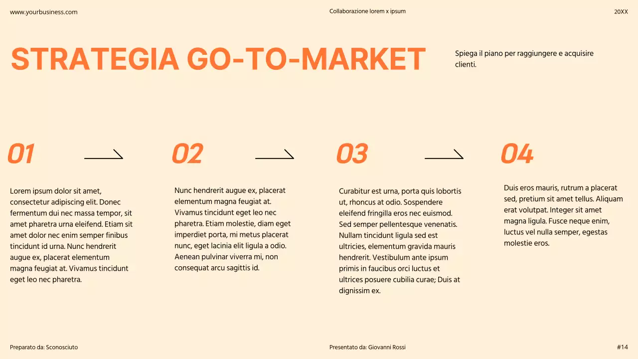 Arancione Moderno Minimal Bold Pitch Deck Proposta