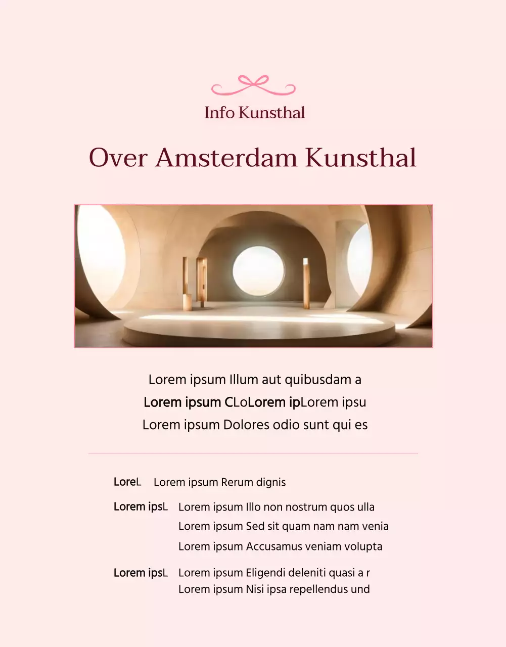 Promotie van het roze en witte high-end kunstcentrumprogramma