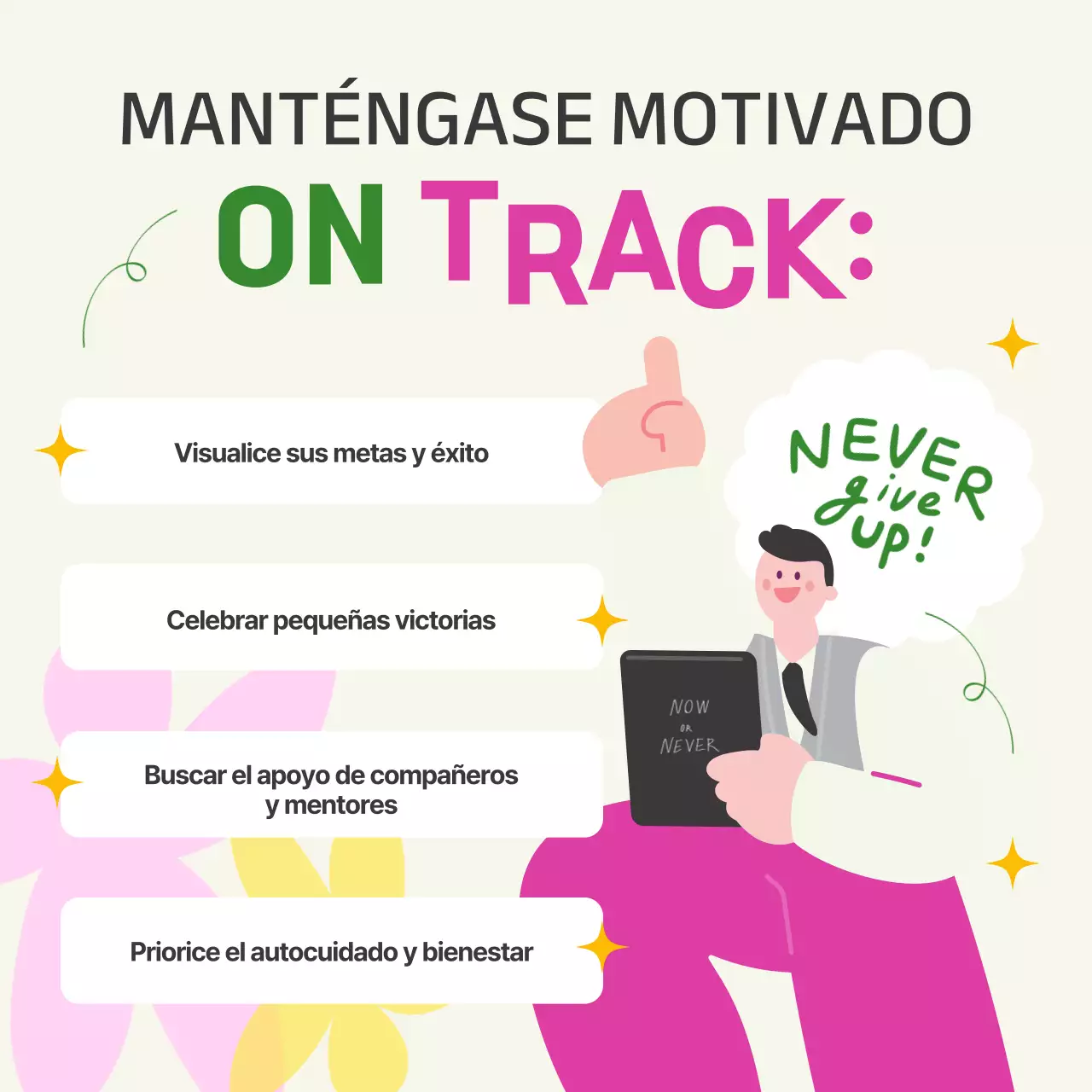 Guía del estudiante para unas vacaciones de primavera modernas en verde y amarillo