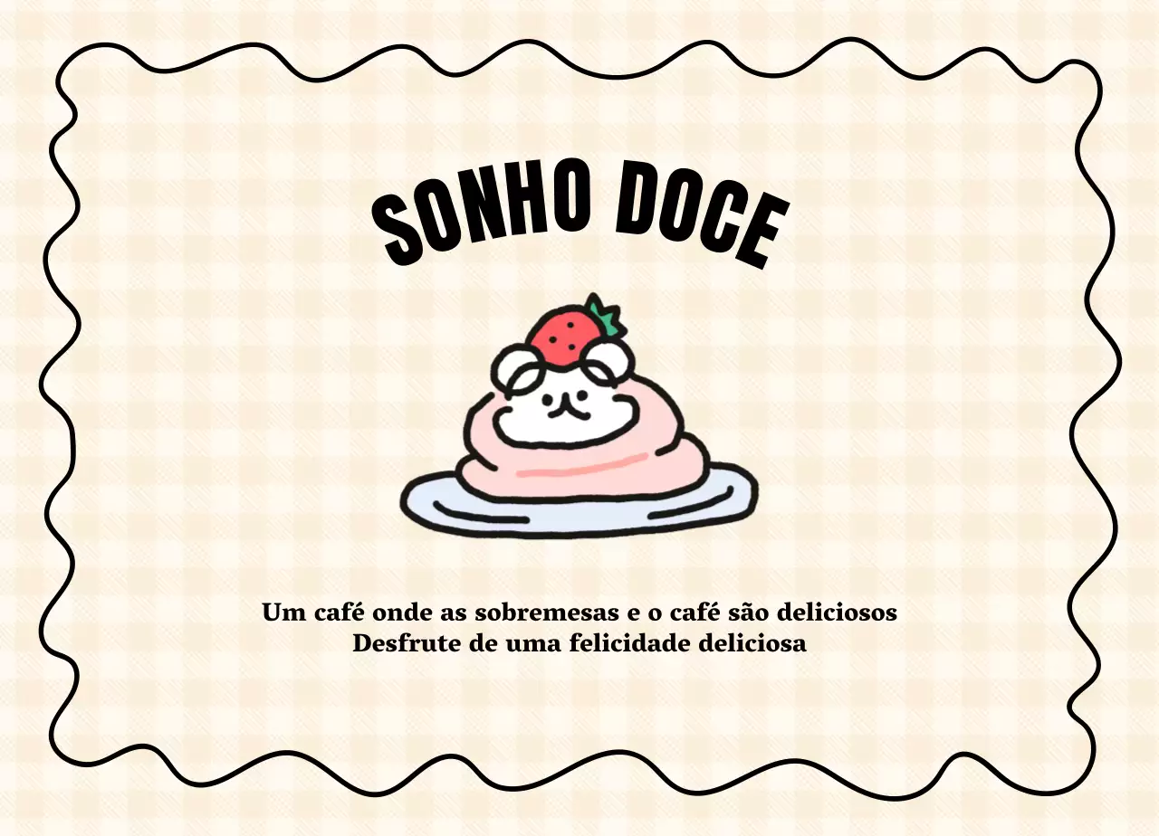 Um café de sobremesas simples e giro com sobremesas e ilustrações de cachorrinhos