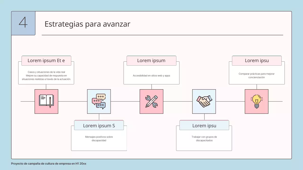 Una propuesta de proyecto corporativo de sensibilización sobre la discapacidad en azul claro y rosa para su empresa