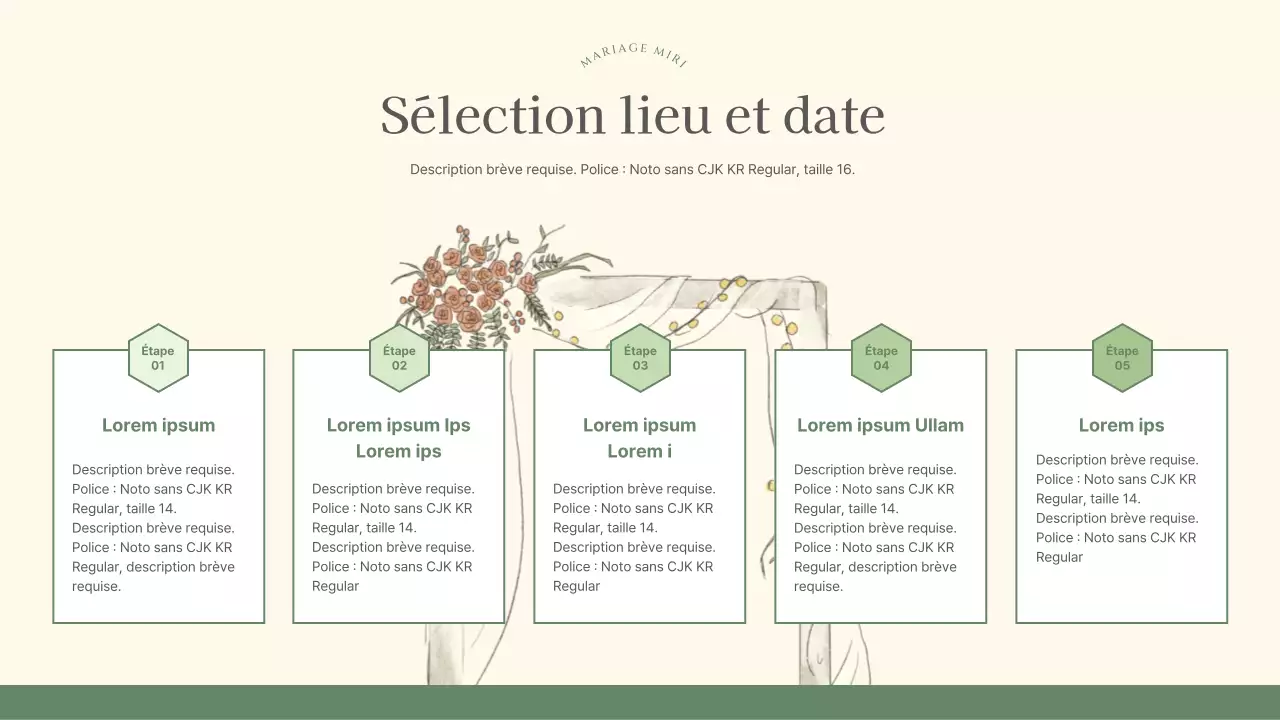 Joli plan marketing d'une organisatrice de mariage en vert et ivoire