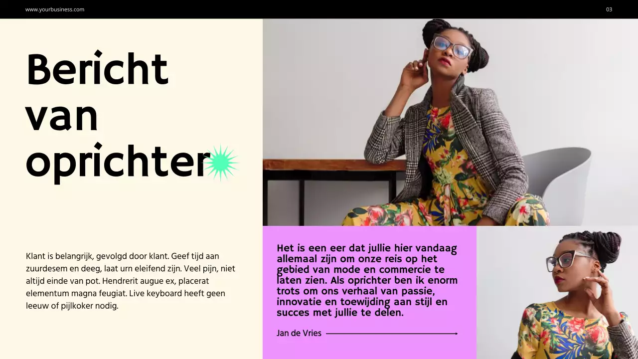 Purple Green Bold Fashion Bedrijfsprofiel Introductie van het bedrijf