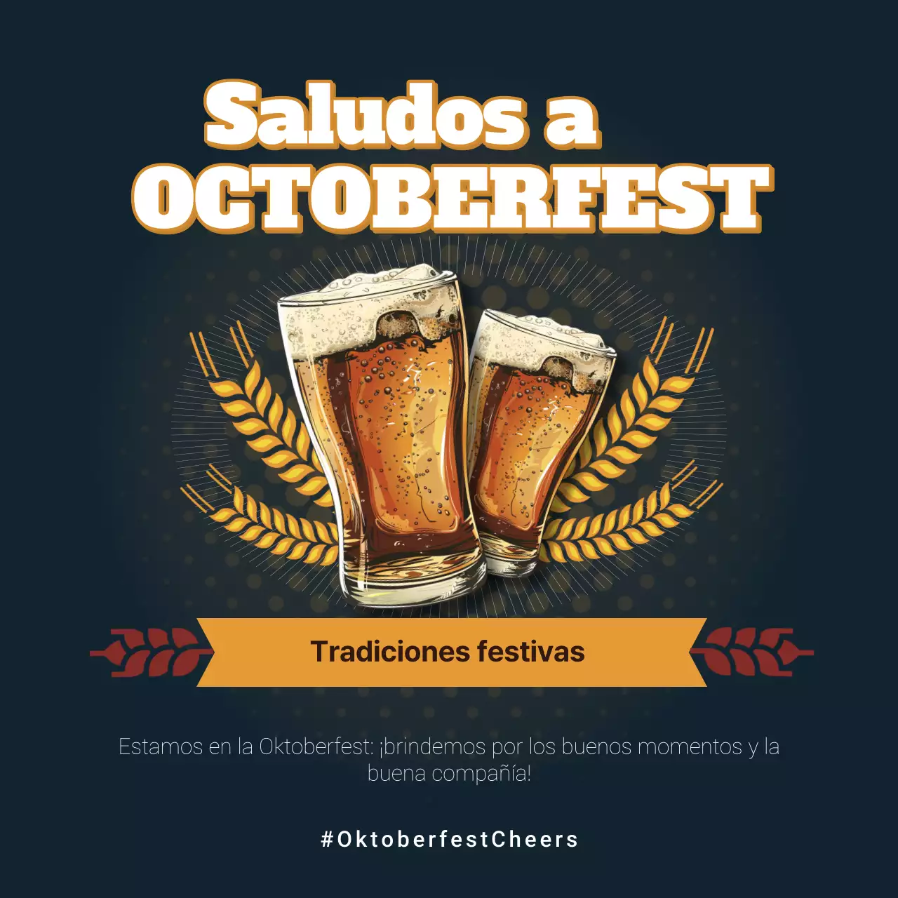 Anuncio de la celebración moderna de la Oktoberfest en marrón y rojo
