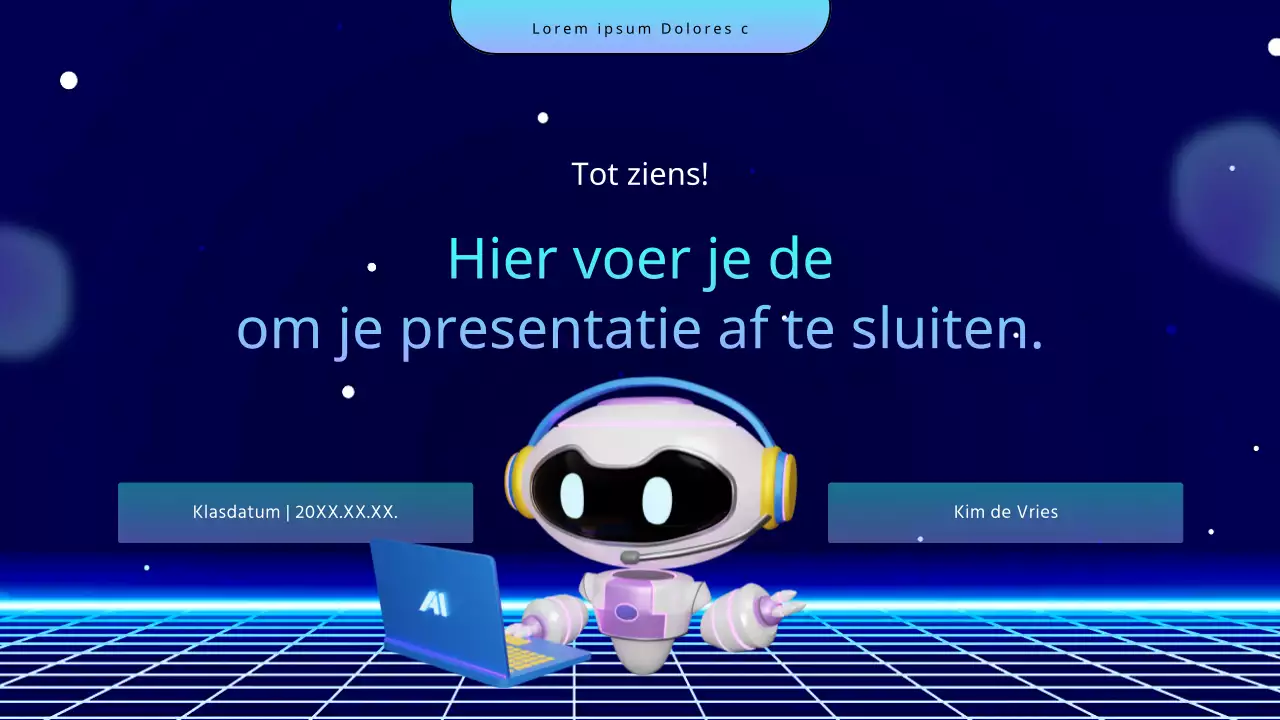 Cybernetische Wetenschapsdag Chatbot Lesplan in marineblauw en lichtblauw