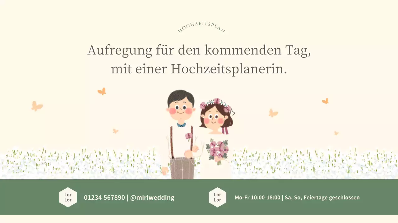 Hübscher Marketingplan eines Hochzeitsplaners in Grün und Elfenbein