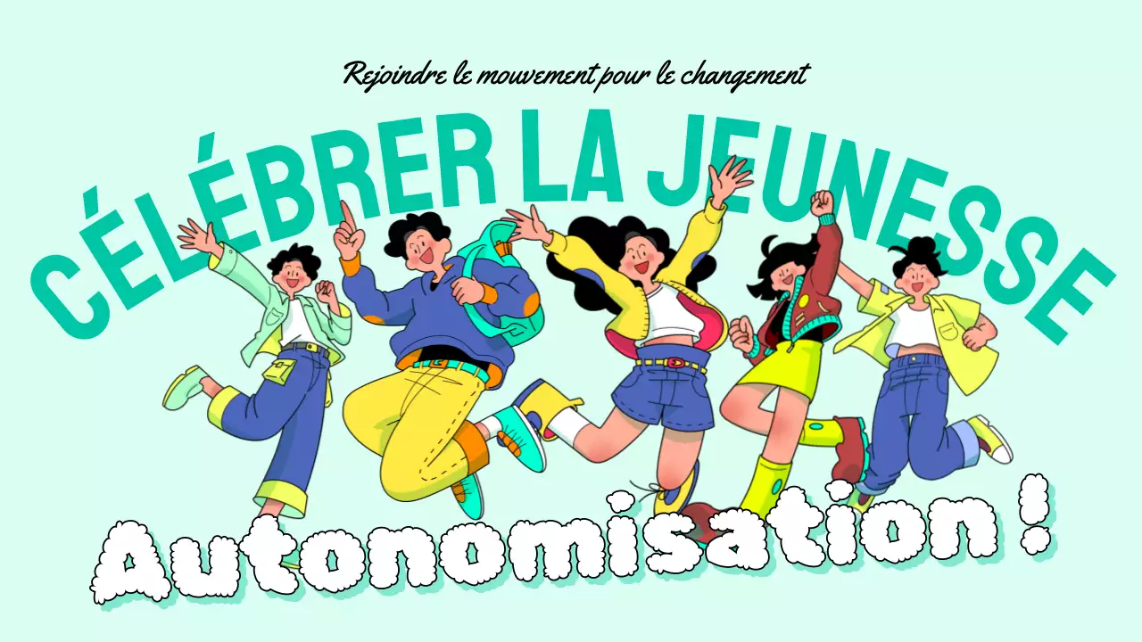 Célébrez la Journée de la jeunesse avec un titre principal tendance de couleur menthe