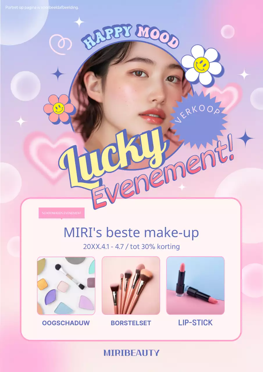 Hippe cosmetische beauty flyer in paars en roze