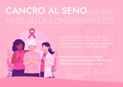 Pubblicità dell'evento sul cancro al seno in rosa e bianco moderno