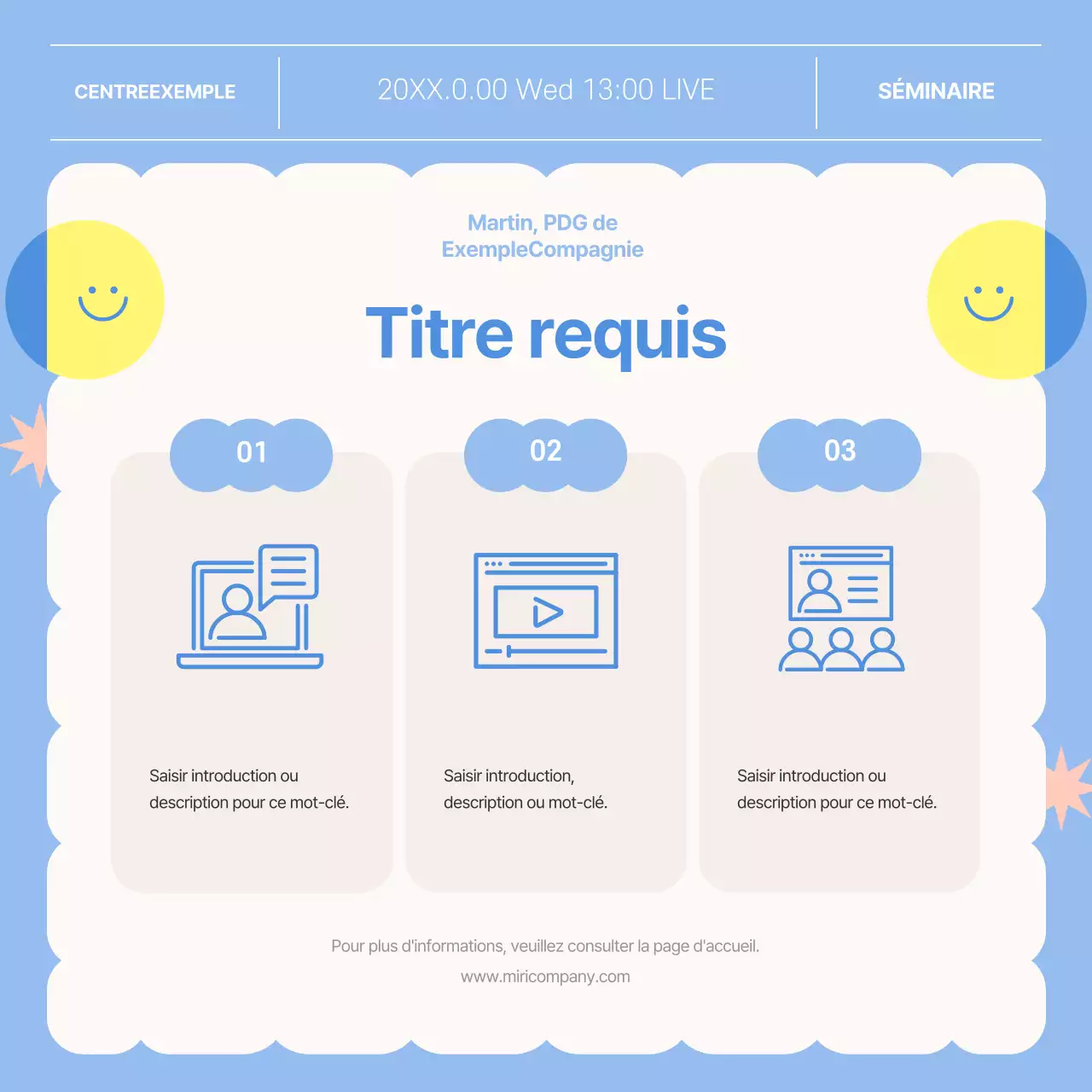 Promouvoir les conférences spéciales bleues et jaunes pour les seniors actuels
