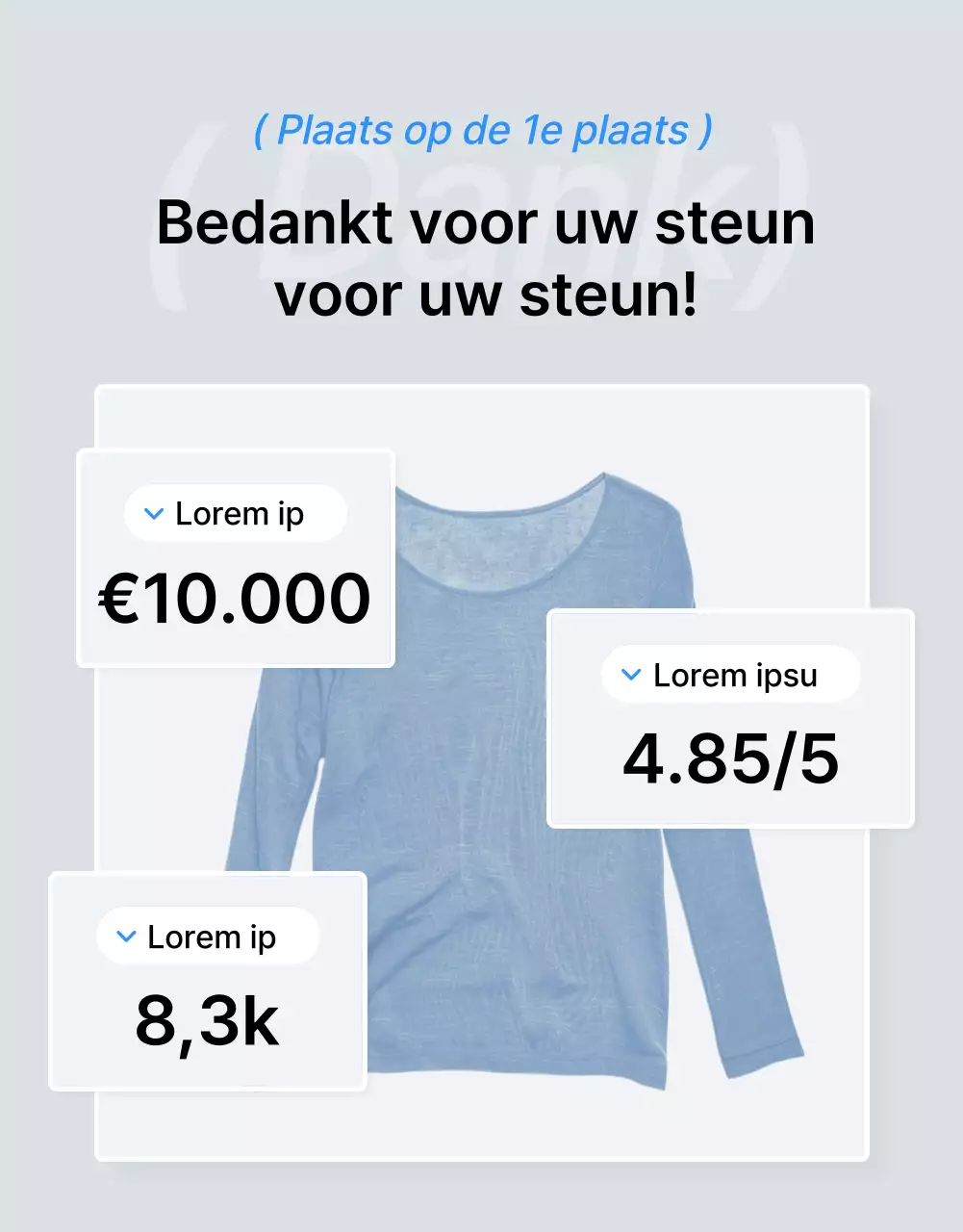 Promoot een trendy blauw-witte mode detailpagina intro