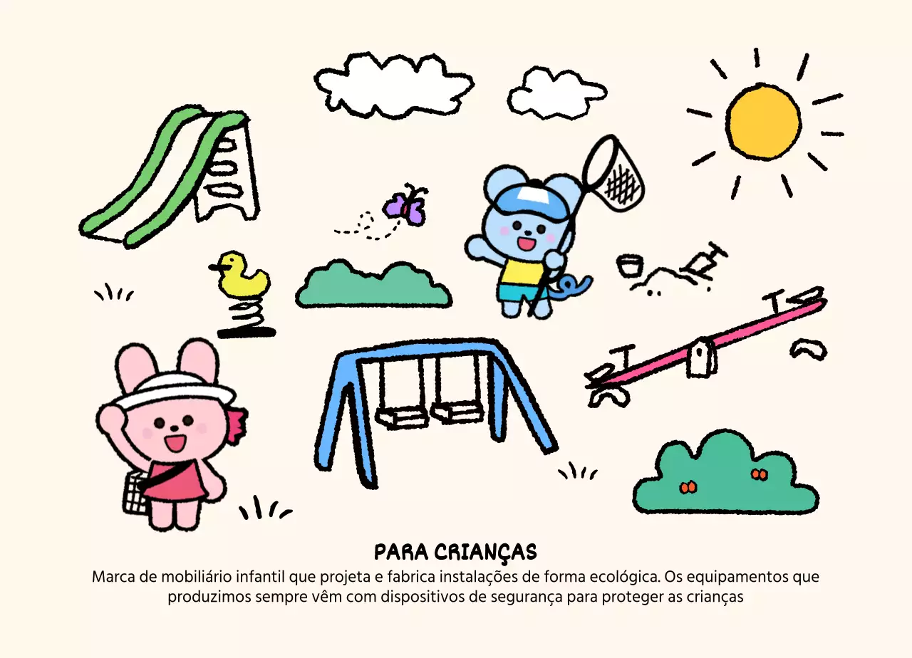 Desenho ilustrativo do conceito de loja de mobiliário para crianças em tons de bege