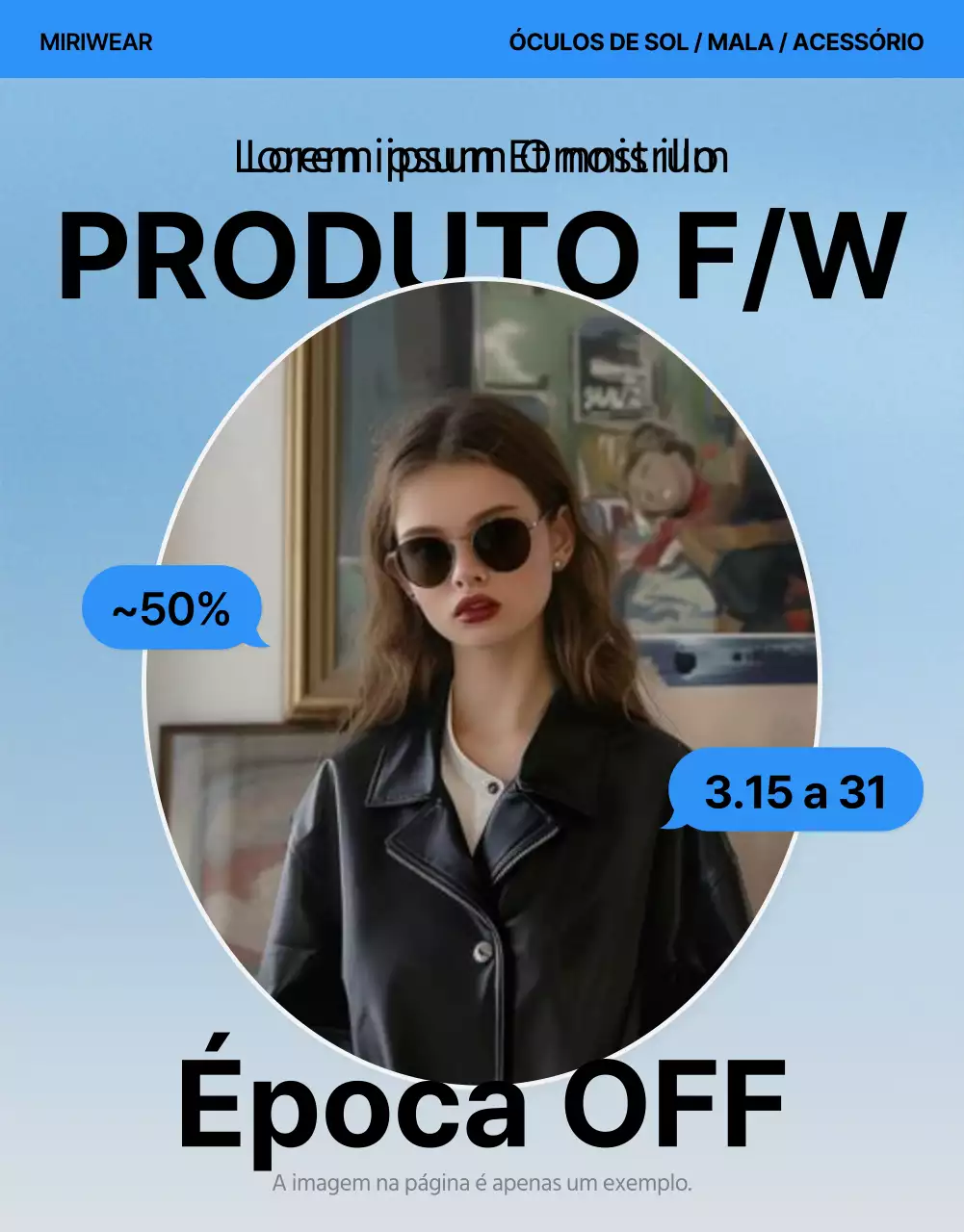 Promover uma página de pormenor móvel de moda em azul e branco