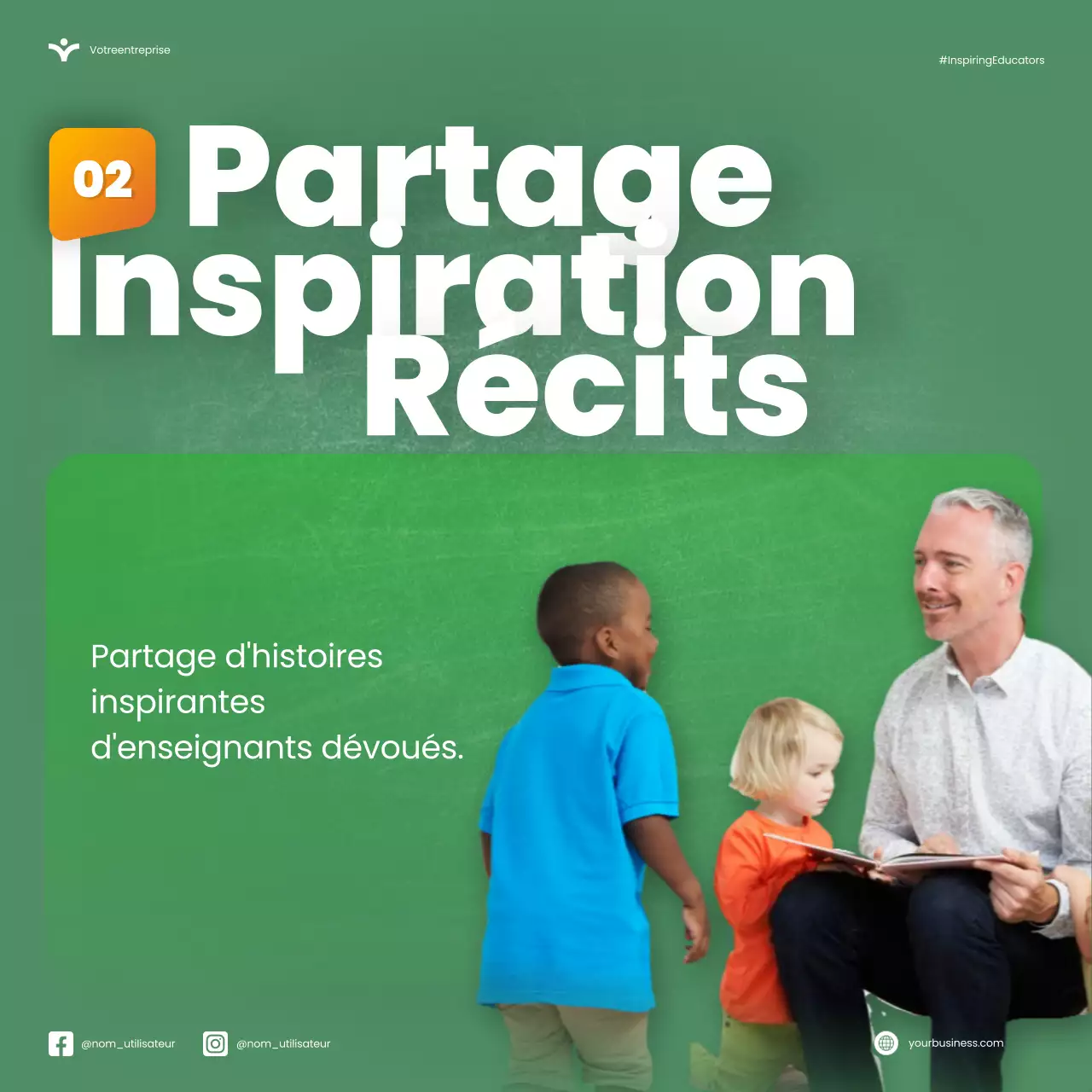 Vert Orange Moderne Semaine nationale d'appréciation des enseignants Microblog Carousel Tips